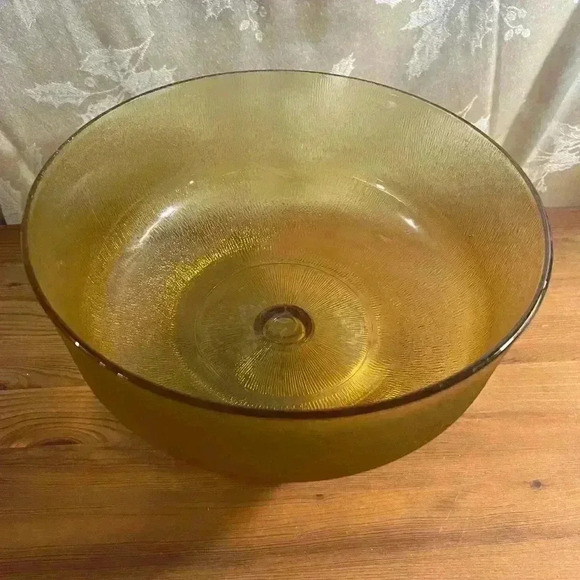 Vintage Frosted Amber Large  Compote Glass Bowl - Picture 2 of 5